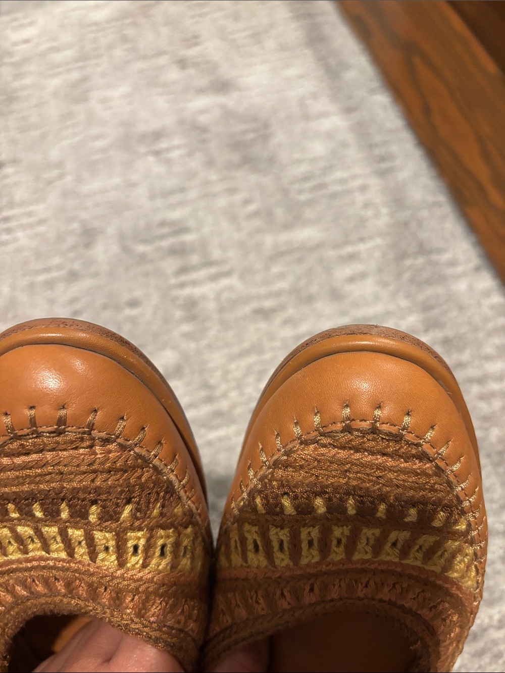 Lucky Brand Brown and Yellow Crochet Slip-On Flats 7.5 - Picture 5 of 7